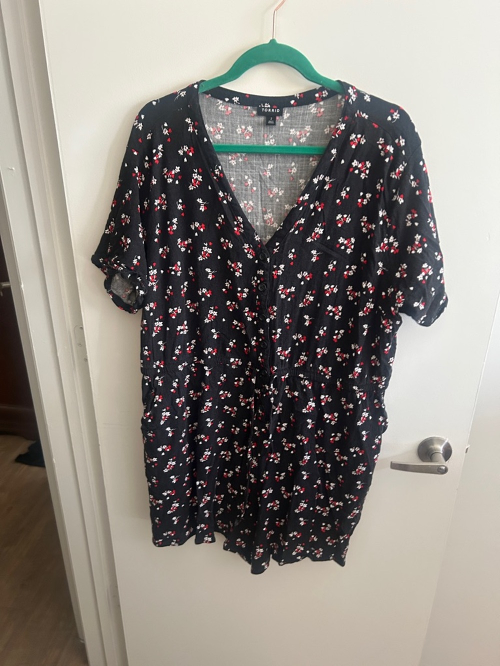 TORRID Black Floral V-Neck romper - 2x